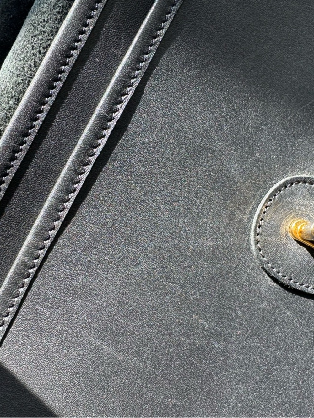 Classic Black Leather Top-Handle Bag with Gold Hardware - Picture 12 of 13